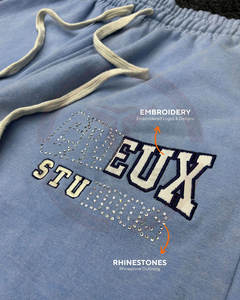 Sweat-shirts de haute qualité pour hommes, en molleton lourd, 100% coton, streetwear personnalisé, patchs en denim et broderies, survêtement pour hommes - Product Image 4