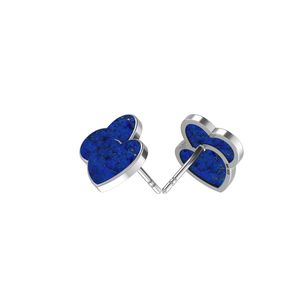 Boucles d'oreilles pendantes en argent sterling 925 de haute qualité, finition haut de gamme, lapis-lazuli, forme de double cœur, 13 mm, sertissage en bélière, tendance, mariage, fête - Product Image 2