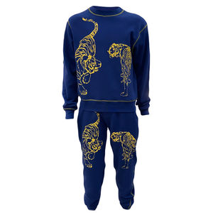 Conjunto de Sudadera con Capucha y Pantalones Deportivos con Estampado Personalizado y Costuras en Contraste, Nuevo Diseño, Traje Deportivo Informal de Algodón, Corte Holgado - Product Image 1