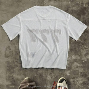 90s Vintage Style Boxy Mesh Jersey Custom Football Shirt Oversized Short <b>Cropped</b> Breathable Streetwear <b>Men</b> Women Retro - Product Image 2