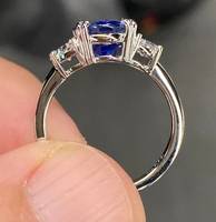 Excepcional Anillo Unisex Vintage de Rodio con Zafiro Ovalado Azul Aciano Intenso de Ceilán, Certificado IGI, de Lujo y Grado Premium