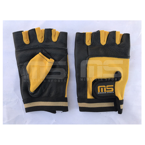 Mudassar Sports Custom Logo Leather Breathable Non-Slip Half Finger for Closure Gym Gloves Palm Protection for <b>Weight</b> Lifting - Product Image 3