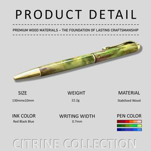 Stylo à bille de luxe fabriqué à la main vert-rouge-bleu résine corps retraite remise des diplômes cadeau fait Vietnam Citrine Collection bois - Product Image 2