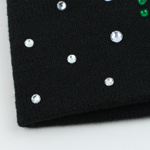 High Quality Custom Warm Knitted <b>Beanie</b> Hat Acrylic Winter <b>Beanie</b> with Rhinestone and Custom Logo for <b>Women</b> - Product Image 4