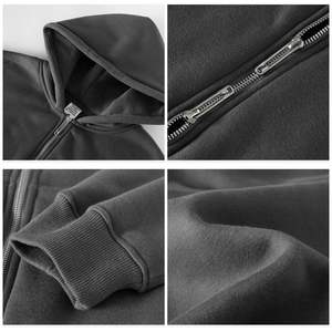 OEMODM Nouveau style urbain 400g 100% Coton Uni Hiver à capuche Fermeture éclair en polaire vierge Respirant Haute qualité Vêtement de couple décontracté - Product Image 3