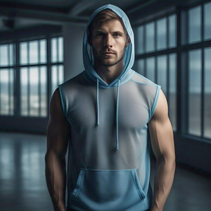 Sweat à capuche sans manches en maille transparente pour hommes Vêtements décontractés Jogging Fitness Capuche en maille transparente Sexy Bodybuilding See Through Hoodie Mens - Product Image 4