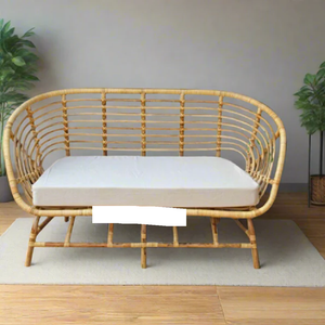 Sofá de 2 plazas de madera de bambú. Muebles naturales ecológicos con cojín del fabricante indio a precio mayorista - Product Image 1