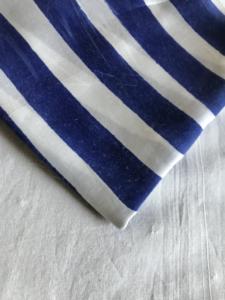 Tela de Algodón Estampada a Mano, Diseño de Rayas Anchas Azul Índigo y Blanco |   Textil Sostenible - Product Image 3