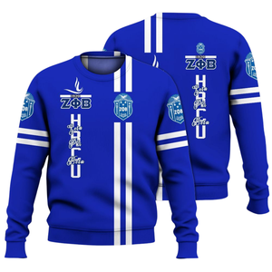 Sweat-shirt à col rond Zeta Phi Beta pour femmes, bleu et blanc, vêtements de sororité 1920, lettres grecques brodées, pull en polaire - Product Image 5