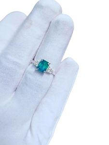 Anillo de mujer Esmeralda natural y CZ Piedra preciosa May Birthstone Compromiso Minimal Navidad Joyería hecha a mano Anillo de plata esterlina 925 - Product Image 3