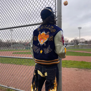 Blousons universitaires de baseball en velours côtelé imperméables, personnalisables avec broderie, style varsity, collection 2025 - Product Image 4