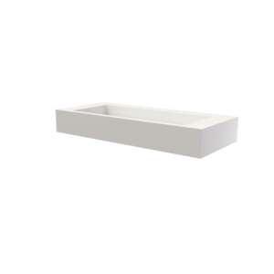 Lavabo de Resina de Superficie Sólida Blanco Mate Maydon, Lavabo Rectangular Moderno y Elegante para Colgar en la Pared, con Drenaje Central, Ecológico y Duradero - Product Image 2