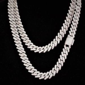 Cadena Cubana de Plata de Ley 925 de Lujo con Incrustaciones de Diamantes Moissanite VVS de Corte Brillante, Collar Hip Hop para Hombre de Alta Calidad - Product Image 3