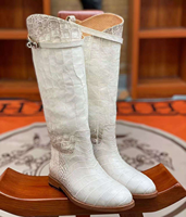 Bottes hautes en cuir de crocodile 100% véritable, couleur blanc himalayen, pour femmes, pour couples, pour hommes et femmes