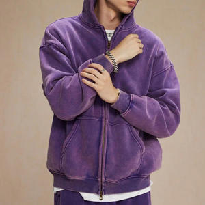 OEM Wholesale Custom <b>Men's</b> 100% Cotton Sweatsuit Set Latest Design Acid <b>Wash</b> Tracksuit with Zip <b>for</b> Winter - Product Image 5