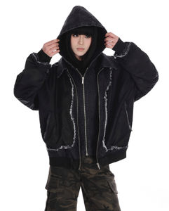 Veste décontractée unisexe de style urbain haut de gamme, coupe ample, pour couple, en denim vintage avec surpiqûres, respirante - Product Image 1