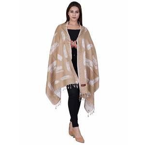 Étole réversible en laine KRITI pour filles, rayée, design imprimé avec motif blanc camel, pour l'été et l'hiver - Product Image 2