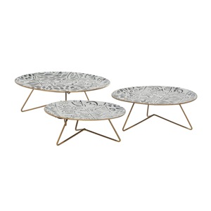 Ensemble de supports à gâteaux à plusieurs niveaux Décor bohème Motif floral Or et blanc Moderne Rustique - Product Image 3