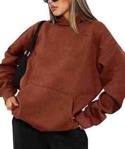 Plus Size Heavy Weight Women <b>Velour</b> Oversize Long Pullover <b>Hoodies</b> Vintage Wash Outdoor Winter Warm Breathable Front Logo - Product Image 3