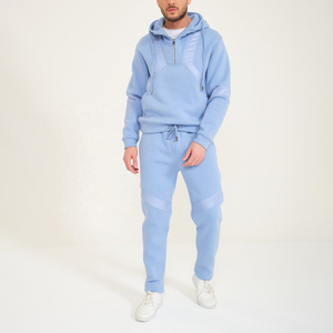 Custom Mens Quarter Zip Hoodie Training Jogger Sets Sudaderas con capucha de algodón en blanco y pantalones de chándal conjunto - Product Image 1