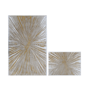 Kate Ecru Beige Recycled Cotton Yarn Dyed Jacquard Woven Bath <b>Rug</b> Set 40x60 cm + 60x100 cm - Product Image 1