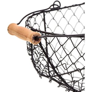 ตะกร้าลวดทรงรีพร้อมที่จับไม้สไตล์วินเทจ - Product Image 2