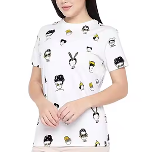 T-shirt en coton pour femme T-shirt à manches courtes pour femme T-shirt à col rond en coton Coupe classique à manches courtes pour femme - Product Image 4