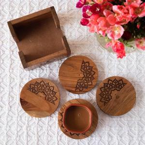 Hot Selling Classic Style Wooden Coaster Dinnerware Set Custom Design Coasters for Home Decoration High Quality Mat and Pads - Product Image 2