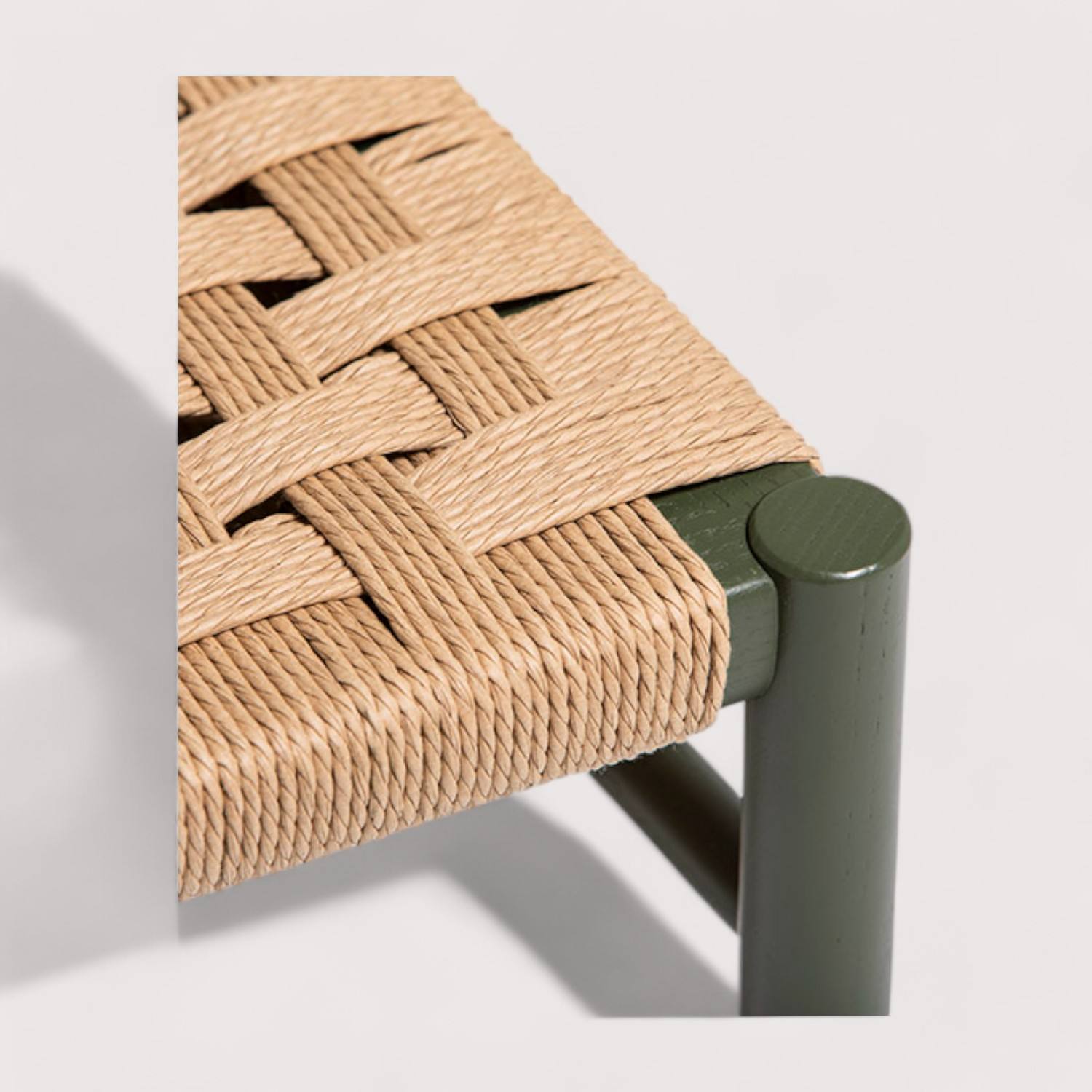 Natural Coating Polished Teak and Woven Rope