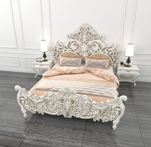 Muebles de estilo francés de lujo, muebles de dormitorio clásicos, madera antigua dorada, técnica de hoja, artesanal - Product Image 4