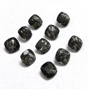 Quartz rutile noir naturel coussin à facettes 8x8mm cristal de quartz rutile noir de bonne qualité 2.06 ct fabrication de bijoux pierre précieuse en vrac - Product Image 4