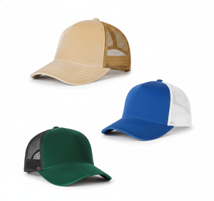Casquettes de camionneur avec logo personnalisé - Casquettes de baseball bicolores de haute qualité avec dos en maille et fermeture à pression - Product Image 3