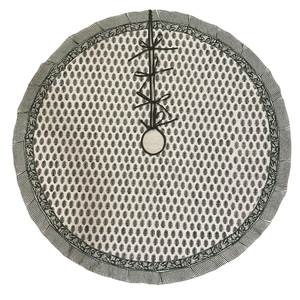 Falda de árbol de Navidad con estampado de hojas de bloque de mano indio, borde decorativo de Hotel para el hogar festivo, decoraciones elegantes para árboles de Navidad - Product Image 4