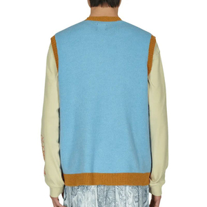 Chaleco Suéteres gráficos para hombres Jersey con cuello en V Chaleco de punto personalizado Unisex Suéter de colores sólidos personalizado Suéteres sin mangas para hombres - Product Image 3