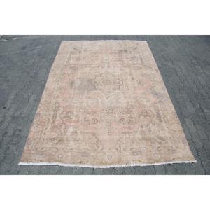 Turkish Large Rug 6.2x9 ft, <b>Brown</b> Persian Vintage <b>Wool</b> Rug - Product Image 1