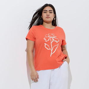 Jersey de algodón mercerizado con amoníaco líquido de doble cara de 120g para mujer, camiseta de verano de manga corta con cuello sólido de talla grande - Product Image 1