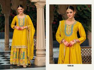 NOUVELLE COLLECTION SALWAR KAMEEZ EN TISSU CHINON LÉGER avec DUPATTA TOP Réversible Tenue décontractée pour les fêtes - Product Image 4