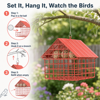 Mangeoire à oiseaux suspendue JH-Mech, durable, en acier allié, avec revêtement en poudre noire, pour jardin, mangeoire à oiseaux en forme de boule de graisse animale