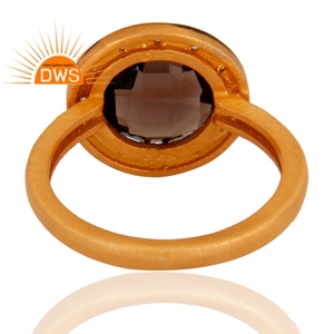 Mejor Venta de plata esterlina 18K chapado en oro Natural Cz y cuarzo ahumado piedra preciosa anillo apilable joyería para mujer regalo para ella - Product Image 4