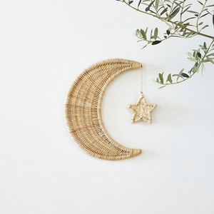 Pegatinas de pared de mimbre de luna creciente y estrella para decoración del hogar, adhesivo colgante encantador para dormitorio - Product Image 2