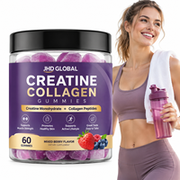 Gummies de créatine et de collagène OEM avec créatine monohydrate, peptides de collagène hydrolysés, complément nutritionnel sportif pour femmes