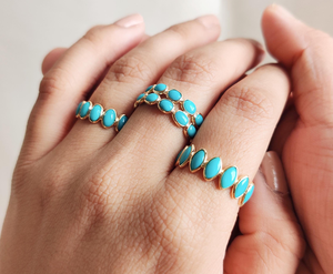 แหวนอัจฉริยะสุดเจ๋ง2025แหวนพลอยคาลซิโดนีสีฟ้าชุดกรอบ3X5mm พร้อมชุดเครื่องประดับแฟชั่นสำหรับเป็นของขวัญครบรอบ - Product Image 2