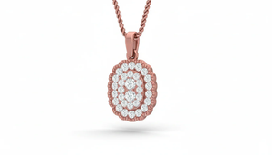 Modern Diamond Cluster Oval Double Halo Pendant 18K Gold with Real Diamonds Stylish Fine Jewelry Birthday or Anniversary Gift - Product Image 4