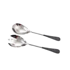 Set de cuillères de service à salade en acier inoxydable, Style Antique, métal noir, fourchette en acier inoxydable, cuillères de service à salade avec support - Product Image 4