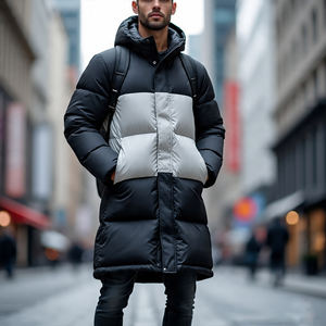 Men Down Quilted Long Puffer Padded Jacket <b>Coat</b> Mens Windproof Casual Streetwear Down Padded Long <b>Coat</b> Jacket Men's - Product Image 1