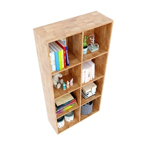 Librería Moderna de 4 Niveles, Cuadrada, 80x30x160cm, Madera de Caucho KS68106, Tipo Soporte, para Sala de Estar, Oficina, Habitación Infantil, Dormitorio - Product Image 3