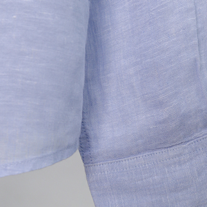 เสื้อเชิ้ตผ้าลินินแขนยาวผู้ชาย สีฟ้าหม่น สำหรับฤดูร้อน สไตล์ลำลอง ขายส่ง - Product Image 3