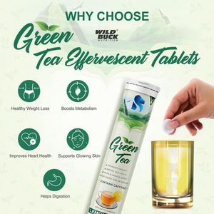 20 <b>Tablets</b> Effervescent Green Tea Lemon Lime Flavour Capsules Powder Immunity & Energy Metabolism Support for Adults & Teenagers - Product Image 3