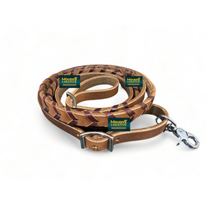 Rein de cuero de vaca argentino trenzado con cordones, estilo occidental romano, latigo de acero inoxidable cromado para carreras y equitación - Product Image 6