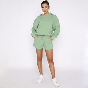 Bộ đồ thể thao nữ cỡ lớn thời trang, in logo tùy chỉnh, quần short thể thao, áo hoodie, bộ đồ nữ - Product Image 1